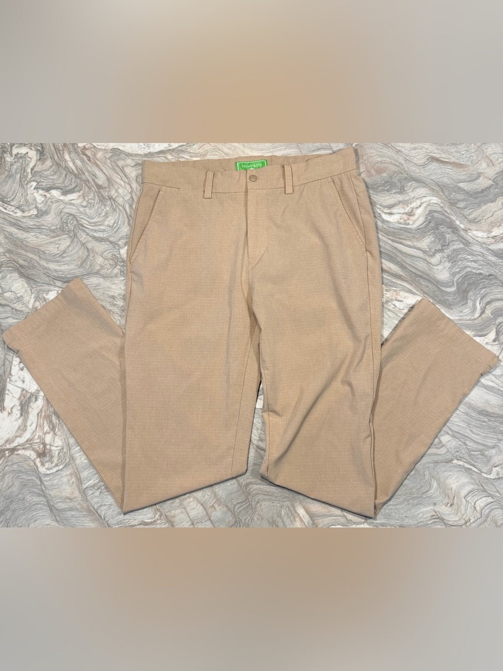 Crown & Ivy Men's Light Tan Chinos Performance Golf